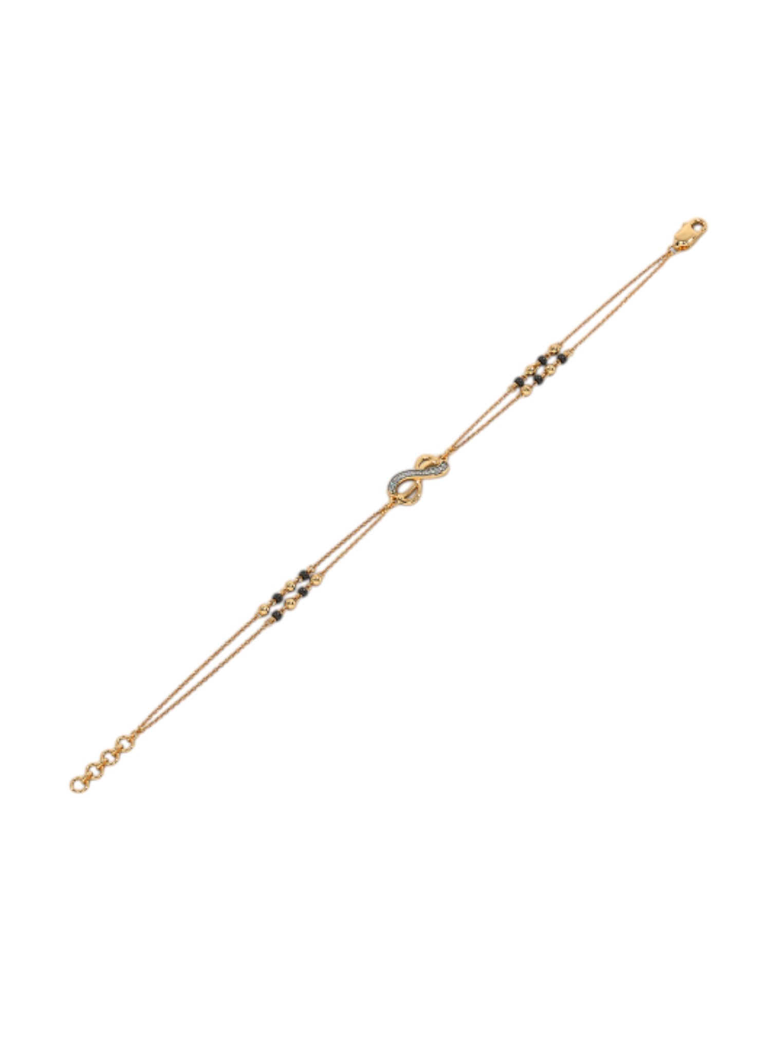 Infinity Mangalsutra Type Bracelet 925 Sterling Silver Elegant Gold Plated For Women By Kesardeep